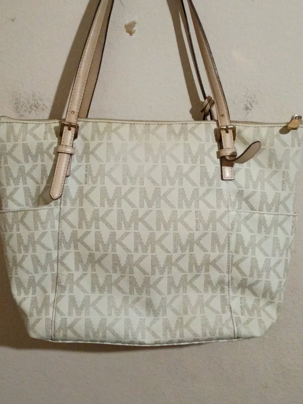 Michael Kors Jet Set Travel Top Zip Signature Monogram Tote Handbag Women's